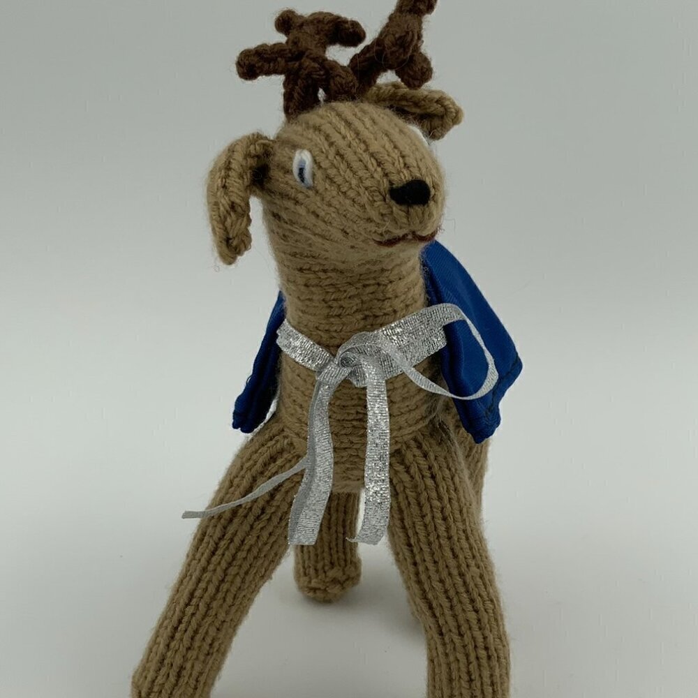 Handmade Crocheted Reindeer w/ Cape Brown Stuffed Plush Animal Toy